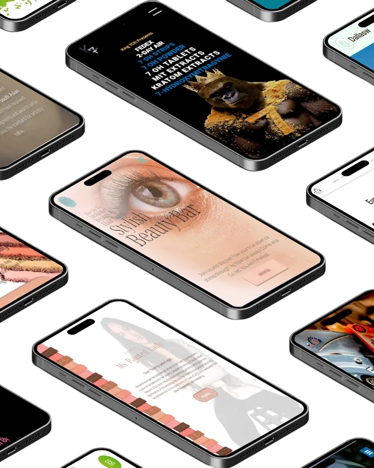 Phones displaying client websites built by The Web Dr